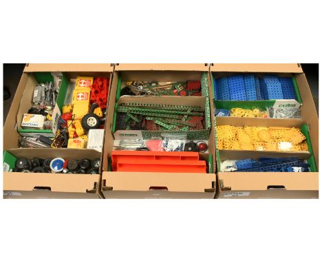 Meccano Joblot of parts - to include Blue, Yellow, Green &amp; Red plates, angle brackets etc. A large group of marine type p