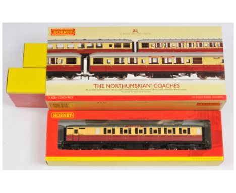 Hornby OO (China) R4228 "The Northumbrian" Coach Pack. Containing 3 x BR crimson and cream Superdetail Coaches (Buffet Car, B