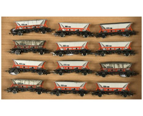 Hornby (GB) Group of 12x HAA Hopper Wagons. Conditions are Fair to Good Plus (one wagon is missing coupling, several wagons a