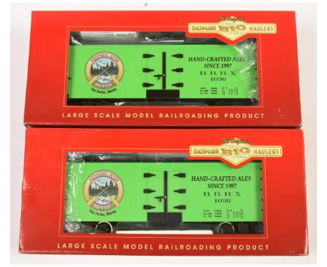Bachmann Big Hauler G Scale Pair of Ref. 98689 'L' Freight Cars - Billboard Reefer "Kennebec River Brewery". Conditions are G