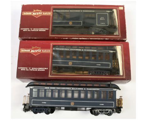 Bachmann Big Hauler G Scale group of 3x B&amp;O Royal Blue Coaches comprising of Ref. 97143 Combine with Sliding Door No.1063