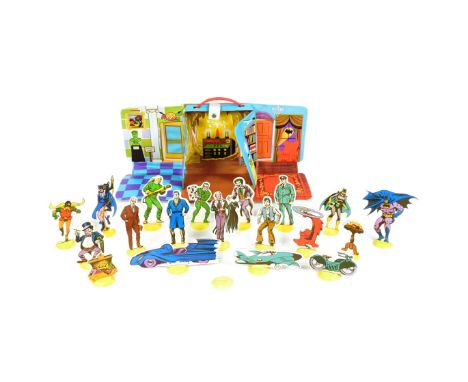 Batman - Batman And Robin Play Set - vintage 1973 Ideal made Batman And Robin Play Set vinyl carry case and cardboard action 