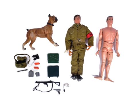 Action - x2 vintage Palitoy Action Man action figures comprising x1 flock haired example in Army uniform and x1 painted head 