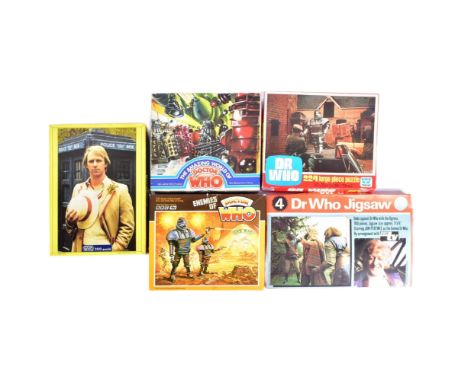 Doctor Who - Jigsaw Puzzles - a collection of x5 original vintage 1970s &amp; 1980s Dr Who jigsaw puzzles by Whitman and Wadd