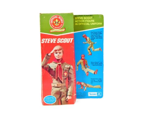 Steve Scout - Kenner - an original vintage 1974 Kenner made ' Steve Scout ' 9" scale action figure, with outfit, housed withi
