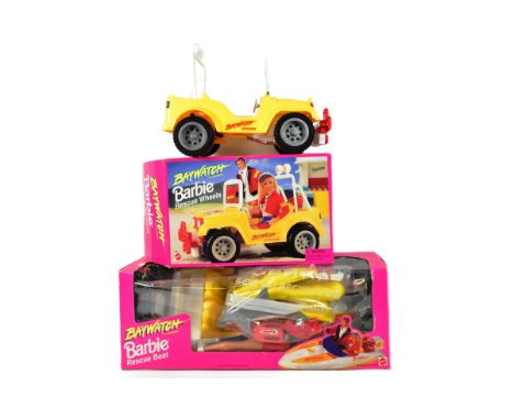 Barbie - x2 vintage 1990s Mattel made Baywatch Barbie playsets comprising Rescue Wheels and Rescue Boat with Ken doll and acc