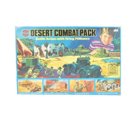 Model Kit - a vintage Airfix 1/32 scale Desert Combat plastic model kit pack. The set containing x2 boxes of soldiers, snap-t