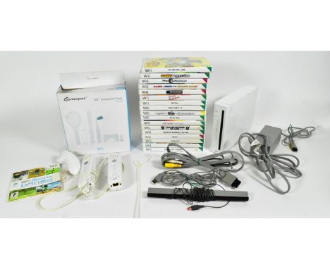 Retro Gaming - an original Nintendo Wii video game console (RVL-001) along with assorted sports games accessories ( golf club