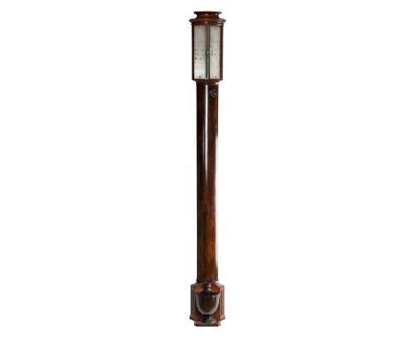 A LATE WILLIAM IV MAHOGANY BOW-FRONT STICK BAROMETERBy Worthington & Allan, London, circa 1830The moulded cornice, above a bo