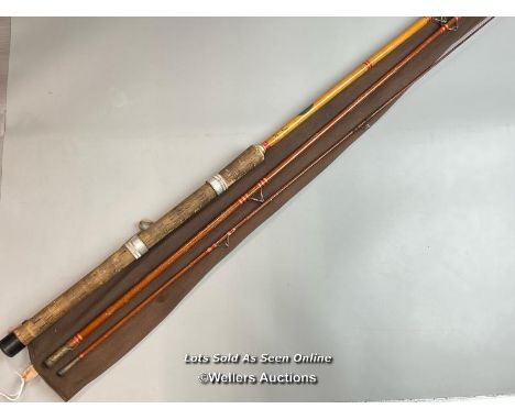 Vintage Auger 'The Roby’ 10’6” 3 piece whole cane butt joint, a greenheart middle &amp; top float rod, six rings , cork handl