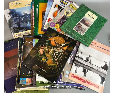 A selection of angling magazines and catalogues. 