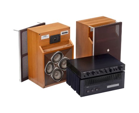 Vor- und Hauptverstärker Yamaha und 2 Revox-Lautsprecher1) Yamaha C-2a, Stereo-Vorverstärker, um 1980, Japan, Aluminiumgehäus