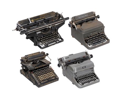 4 amerikanische Schreibmaschinen1) "Underwood Standard No. 6", 1936, Serien-Nr. 4472121, mit extra breitem Wagen, Tabulator, 