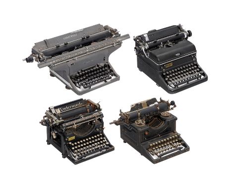 4 amerikanische Schreibmaschinen1) "Underwood Master", um 1939, mit 64 cm breitem Wagen, schwergängig. (3-4/4-) - 2) "Royal K