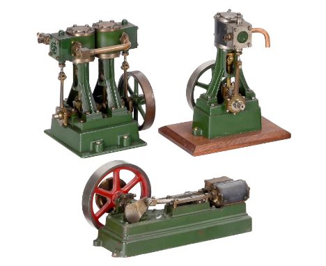 3 Dampfmaschinen von Stuart, um 1980Stuart Turner, England. Hergestellt aus Messing, Gußmetall und Stahl. 1) Stehend, Stuart 
