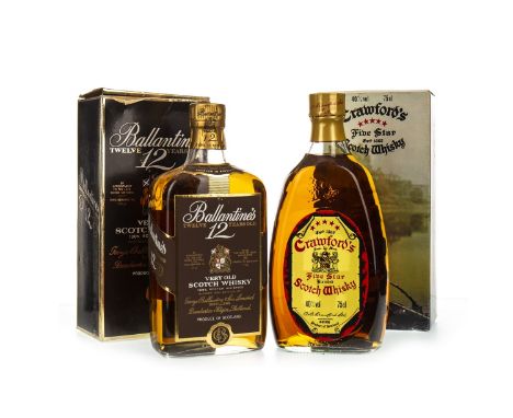 BALLANTINE'S 12 YEARS OLD Blended Scotch Whisky Full sized bottle, no strength stated, in carton. CRAWFORD'S FIVE STAR Blende