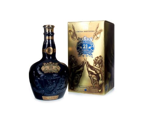 CHIVAS REGAL ROYAL SALUTE 21 YEARS OLD - SAPPHIRE DECANTER Blended Scotch Whisky 70cl, 40% volume, in cloth bag and carton.