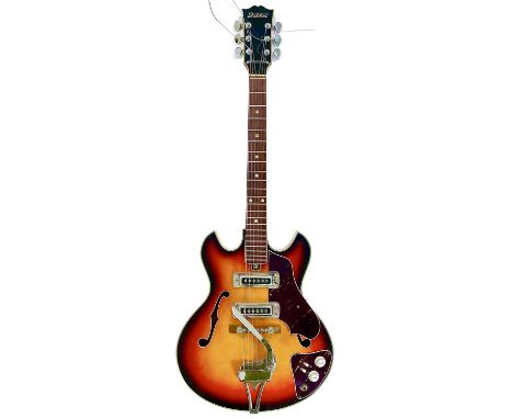 A 1960s Teisco Audition 339 electric guitar A semi hollow guitar, made in Japan, Finish: Sunburst.