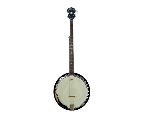 A Washburn B9 Americana series resonator banjo. Includes a Stagg hard case.