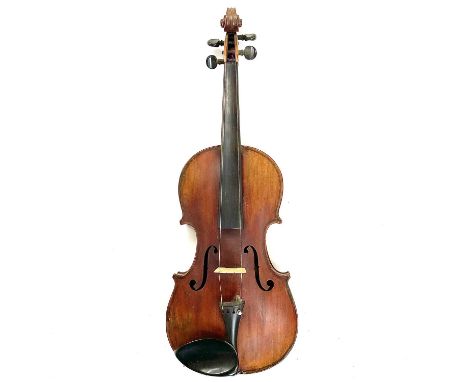 A late 19th / early 20th century violin Possibly French, stamp-sized label to interior reads 'JTL' with a resonating lute, ba