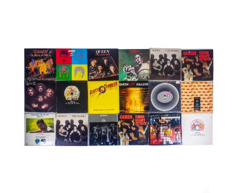 QUEEN. Twenty 12" vinyls. 'Sheer Heart Attack,' EMC 3061, near mint, 1974; 'The Works,' EMC 24 0014 1(i), near mint, 1984; 'T