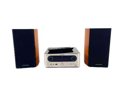 Marantz CD receiver, a pair of Wharfdale speakers and QED cables. A 'Marantz' M-CR502 DAB CD receiver, includes power cable a