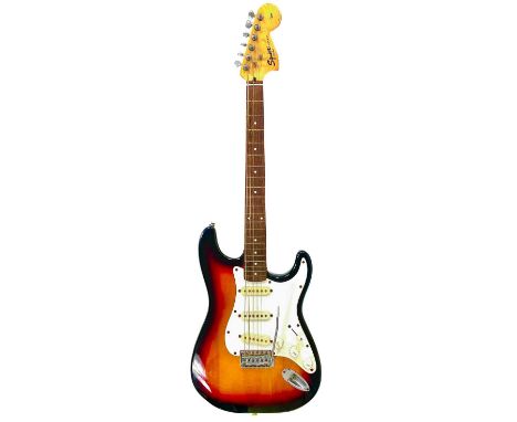 A 2004 'Squier' by Fender Affinity Series Stratocaster electric guitar. Finish: Sunburst, S/N IC040XXX842.The guitar has no s