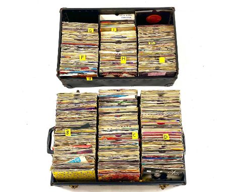 ROCK and POP. Over 200+ 7" singles.   In two cases, organised from A-K including Aztec Camera, Aswad, Bros, Polly Brown, Bobb