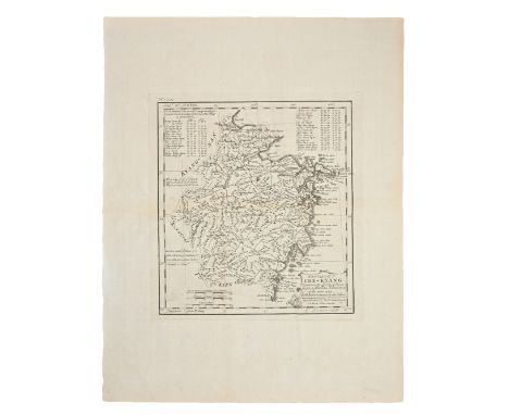 AN ANTIQUE PRINTED MAP BY J. B. DU HALDE / E. BOWEN, London 1738. PROVINCE V. CHE-KYANG; DRAWN ON THE SPOT ... IN THE YEAR 17