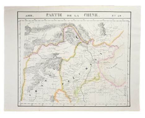 ANTIQUE PRINTED MAP 'ASIE PARTIE DE LA CHINE NO. 59' BY P. M. VANDERMAELEN, Brussels 1827. Lithograph Original outline colour