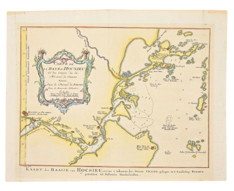 AN ANTIQUE PRINTED MAP BY N. BELLIN / J. VAN SCHLEY, Paris / Amsterdam c.1770. CARTE DE LA BAYE DEHISCE ...; Copperplate colo