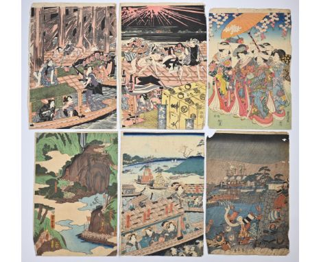 A QUANTITY OF JAPANESE PRINTS AND WOODBLOCKS PRINTS, EARLY 20TH CENTURY AND EARLIER. Thirty-five total of various artists and