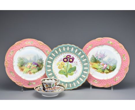 FIVE ITEMS OF 19TH CENTURY EUROPEAN PORCELAIN to include: Regency Spode tea cup and saucer in Imari colours , circa 1830; pai