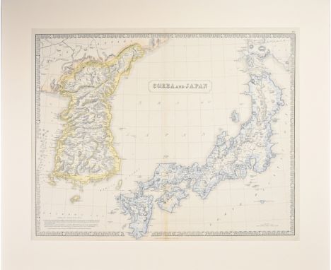 ANTIQUE PRINTED MAP BY G. PHILIP COREA AND JAPAN London c. 1859. Lithograph, original Colour. This interesting map of Korea a