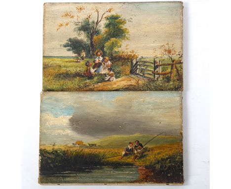 Charles White, pair of small 19th century oils on canvas, rural scenes, signed, 15cm x 23cm, unframedGood untouched condition