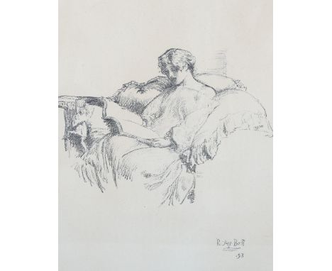 James Whistler, lithograph, Evelyne, 23cm x 17cm, and R Anning Bell, lithograph, the music score, 23cm x 18cm, framed (2)Even