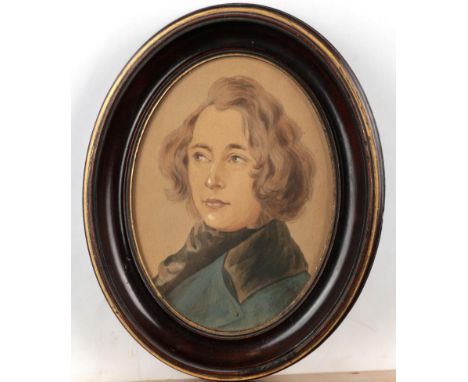 Daniel Maclise RA (1806-1870) Irish Portrait of a gentleman, possibly Charles Dickens  Watercolour, 12.5cm (oval)