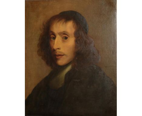 Follower of Ferdinand Bol (1616-1680) Portrait of a gentleman in black cap and white stock Oil on canvas, 51.5cm by 41.5cm