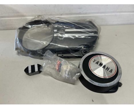 Yamaha engine casing, part no 278/15411/00, together with badge boxed, left hand side