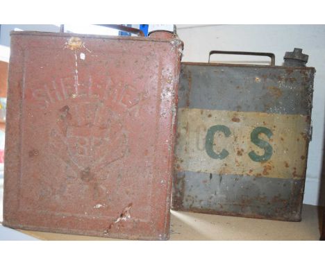 2 vintage oil cans BP Shell Mex and C S