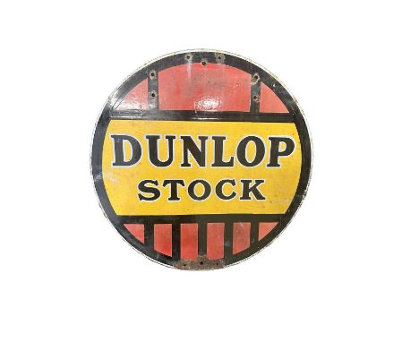 Dunlop Stock enamel double sided sign 45 cm diameter