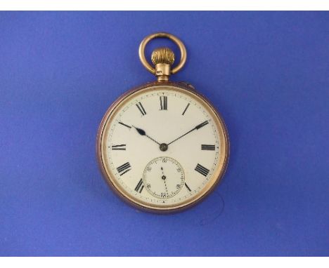 A 9ct gold pocket watch, with 9ct gold inner cover, the circular white enamel dial ith black Roman numerals and subsidiary se