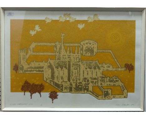 Peter Atherton (20th Century), Exeter Cathedral, limited edition coloured lithograph, No. 6/20, signed Peter Atherton, 1973, 
