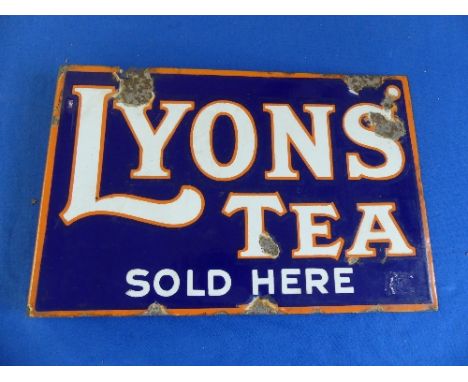 A Vintage enamel Double Sided Lyons Tea Sign.