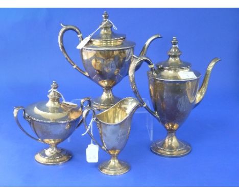 An American sterling silver four piece Tea Set, by The Watson Company, Attleboro Massachusetts, comprising tea pot, hotwater 