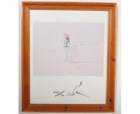 A contemporary 20th Century framed and glazed art print titled 'Woman With Flower Head' by&nbsp;Salvador Dali. Signed to prin