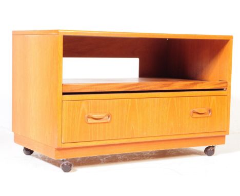 G Plan Fresco range - British Modern Design - A retro mid 20th century teak wood tv / hi fi cabinet unit. Rectangular form wi