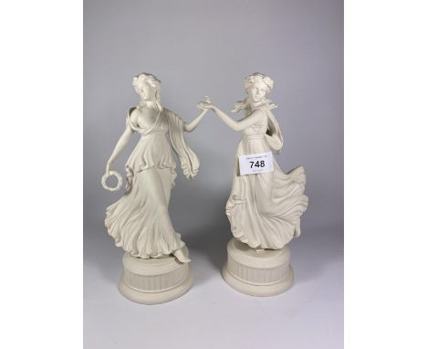 A PAIR OF ROYAL WORCESTER LIMTED EDITION 'THE DANCING HOURS' LADY FIGURES 