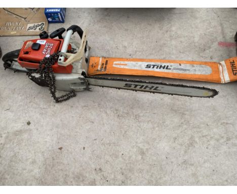 A STIHL O41AV PETROL CHAINSAW 