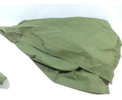 TWO OLIVE GREEN WATERPROOF PONCHOS, SUITABLE FOR SHOOTING AND FISHING AND A TYPEWRITER (3) 